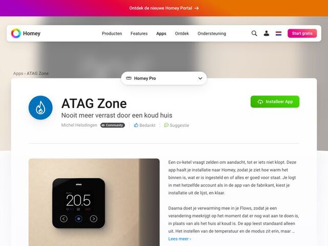 ATAG Zone in de Homey App Store